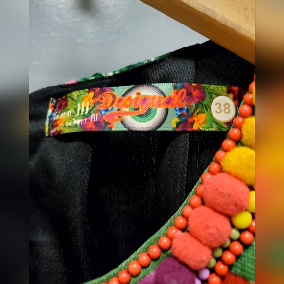 Desigual Aya Multi Coloured Sleeveless Beaded Dress Size Medium Or 38 - Picture 4 of 8